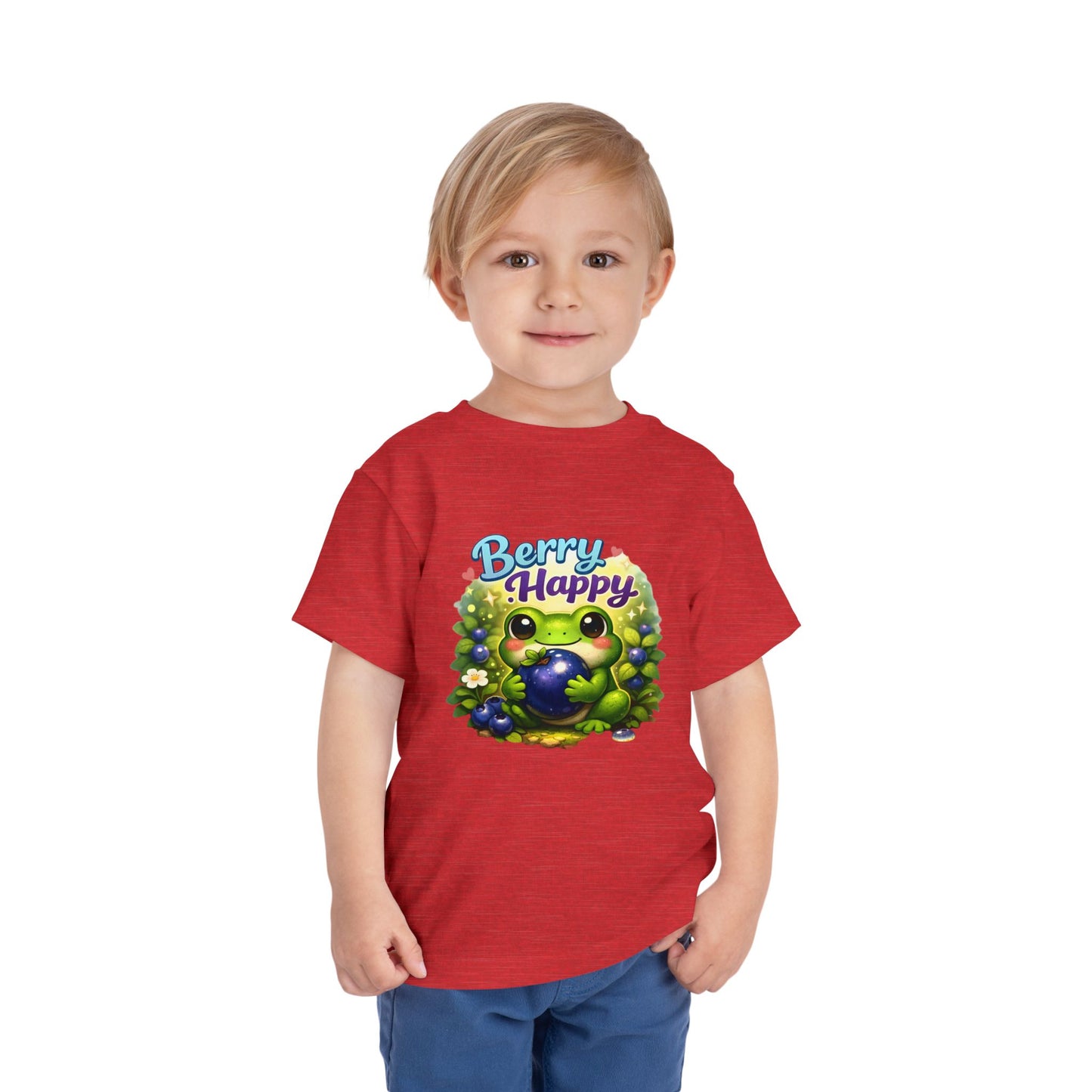 Berry Happy Frog Toddler Tee — Cute Blueberry Frog Kids T-Shirt