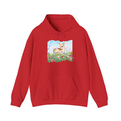 Doe in Wildflower Meadow Hoodie — Cute Fawn Animal Graphic Sweatshirt