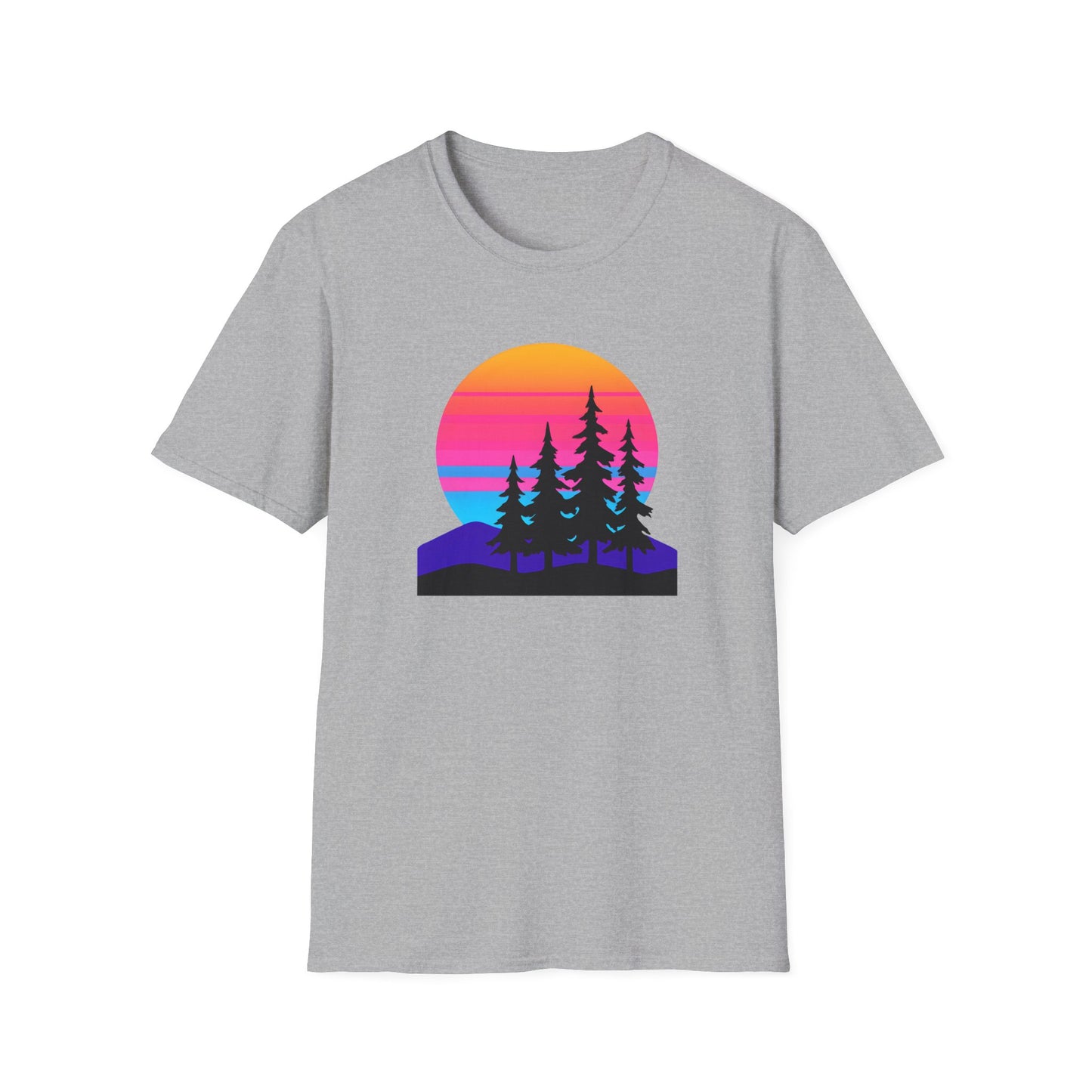 Sunset Pines T-Shirt — Retro Mountain Sunset Graphic Tee