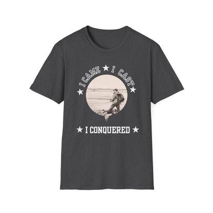 Fishing T-Shirt — "I Came, I Cast, I Conquered" Vintage Angler Tee