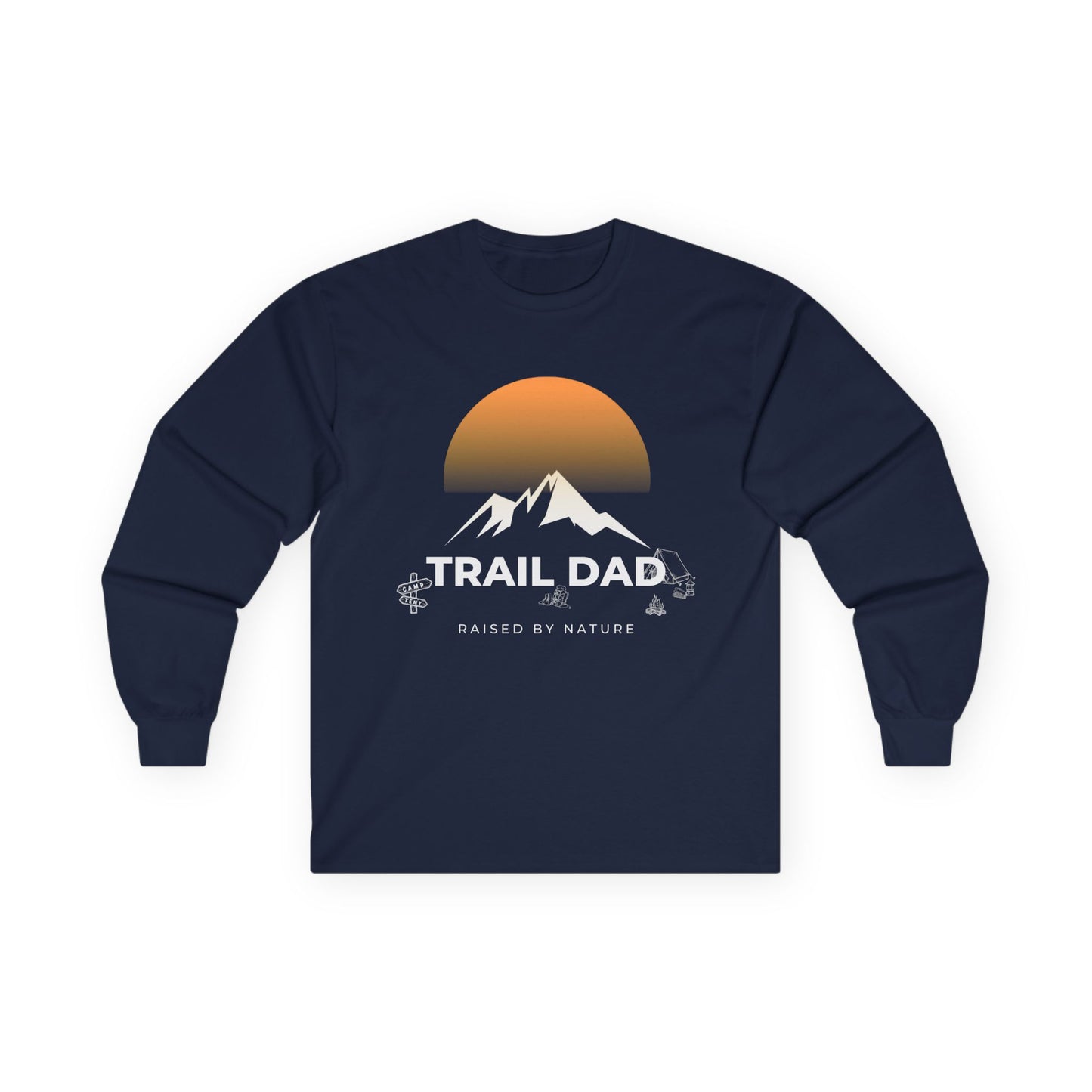 Trail Dad Long Sleeve Tee — Sunset Mountain Hiking Shirt