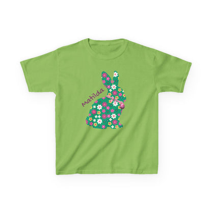 Kids Floral Bunny T‑Shirt — Personalized ‘Matilda’ Easter Shirt