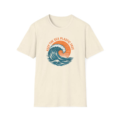 Keep the Sea Plastic Free Vintage Wave - Eco-Conscious Ocean Conservation Tee