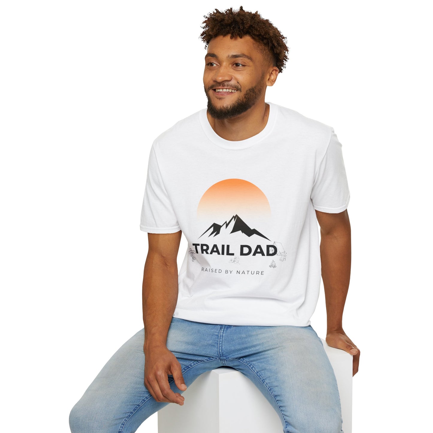 Trail Dad T-Shirt — Mountain Sunrise Hiking Tee for Outdoor Dads