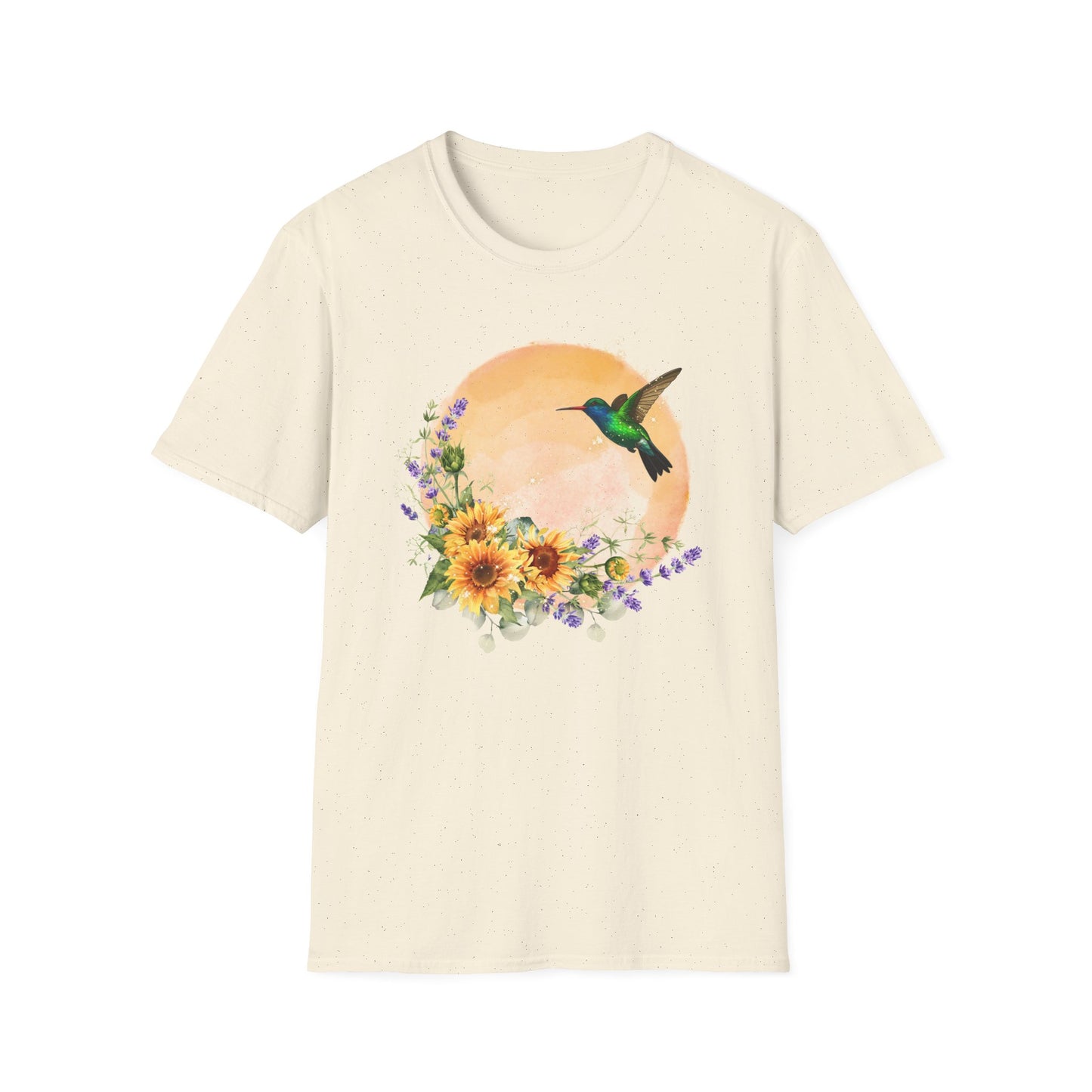Hummingbird & Sunflower T-Shirt — Floral Nature Graphic Tee