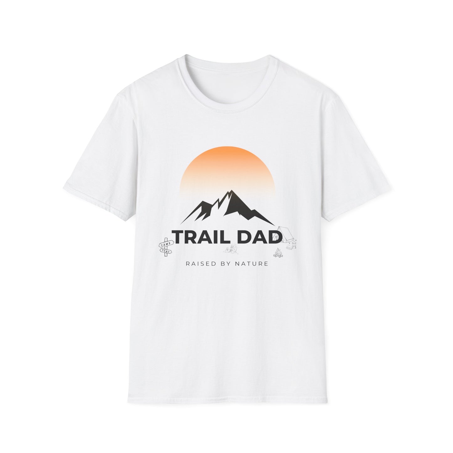 Trail Dad T-Shirt — Mountain Sunrise Hiking Tee for Outdoor Dads