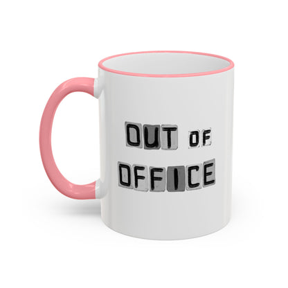 Adventure Coffee Mug — 'Get Out of Office' Forest Accent Rim & Handle Mug (11oz)