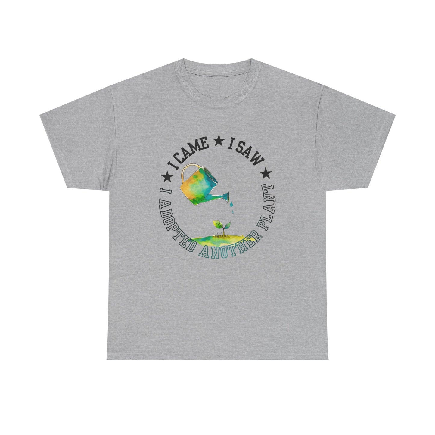 Gardening Tee — "I Came, I Saw, I Adopted another plant" Watercolor Kettle Plant Shirt