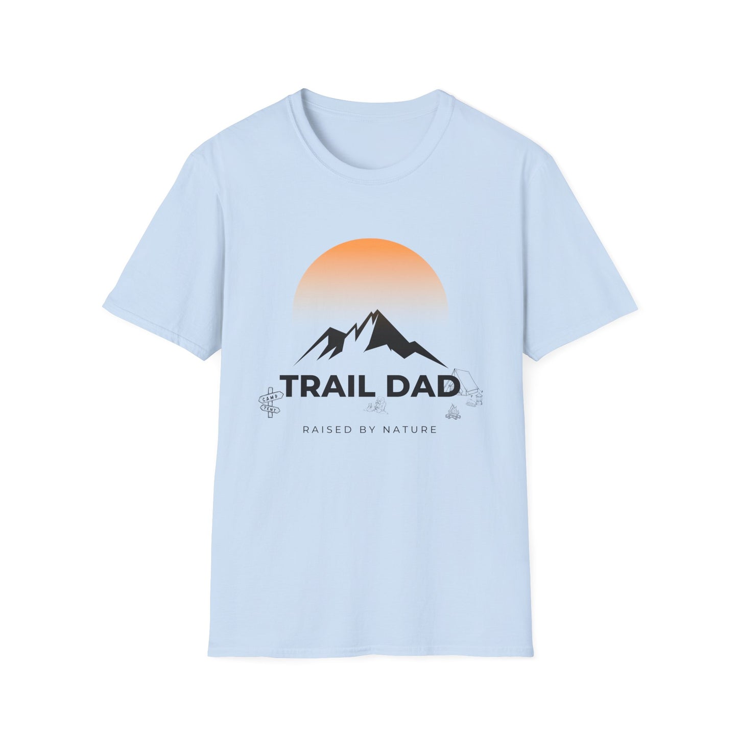 Trail Dad T-Shirt — Mountain Sunrise Hiking Tee for Outdoor Dads