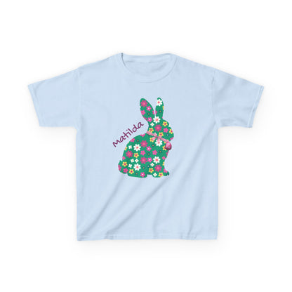 Kids Floral Bunny T‑Shirt — Personalized ‘Matilda’ Easter Shirt