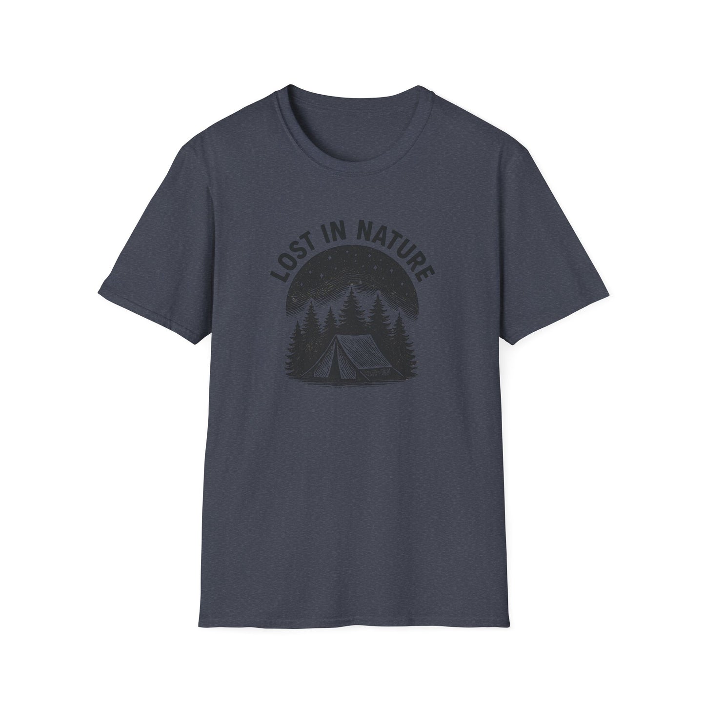 Lost in Nature Camping T-Shirt — Vintage Tent & Pine Trees Outdoor Shirt