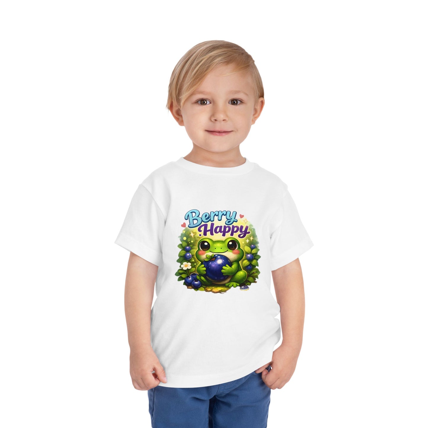 Berry Happy Frog Toddler Tee — Cute Blueberry Frog Kids T-Shirt