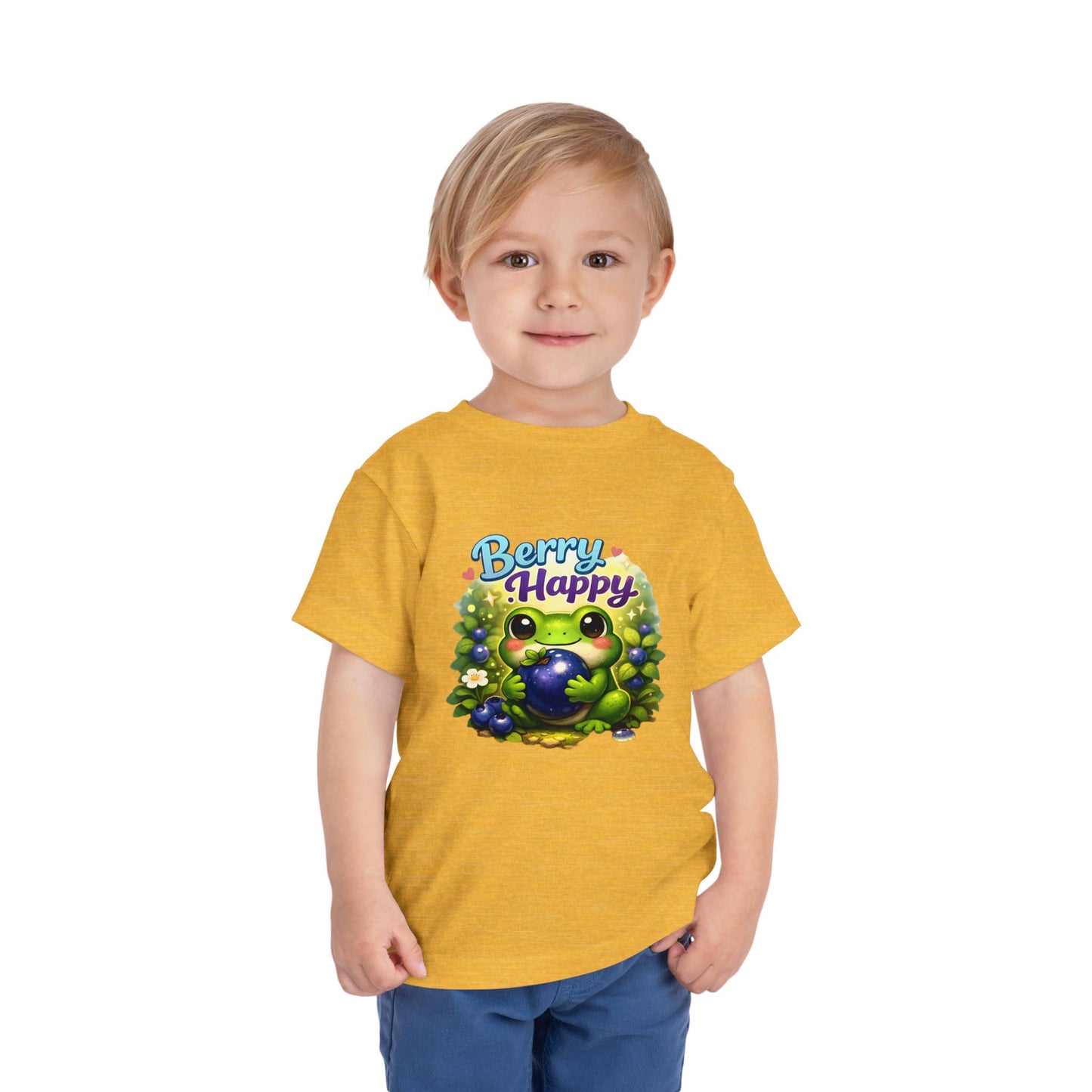 Berry Happy Frog Toddler Tee — Cute Blueberry Frog Kids T-Shirt