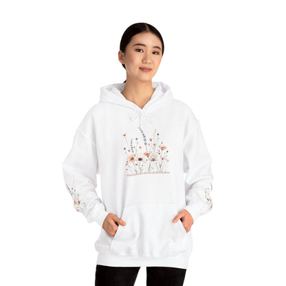 Floral Meadow Hoodie — Soft Pastel Wildflower Garden Pullover