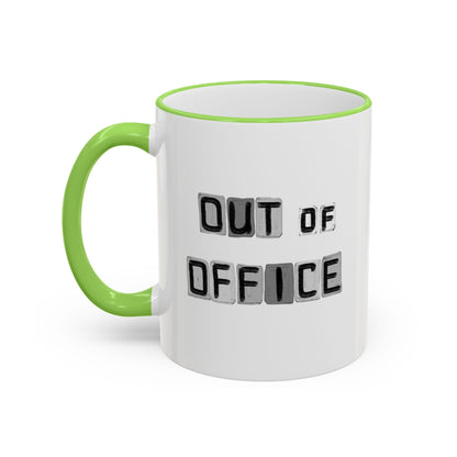 Adventure Coffee Mug — 'Get Out of Office' Forest Accent Rim & Handle Mug (11oz)
