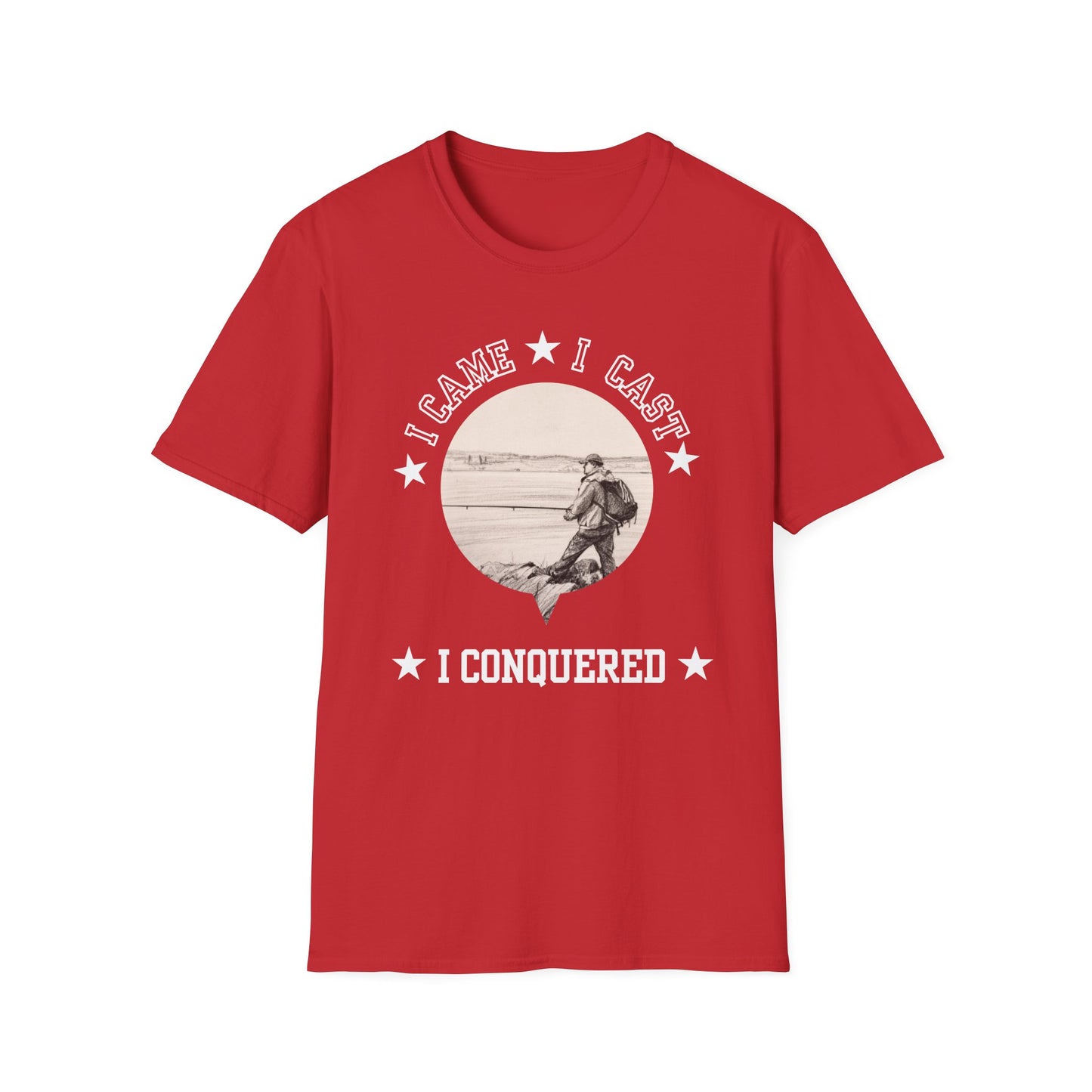 Fishing T-Shirt — "I Came, I Cast, I Conquered" Vintage Angler Tee