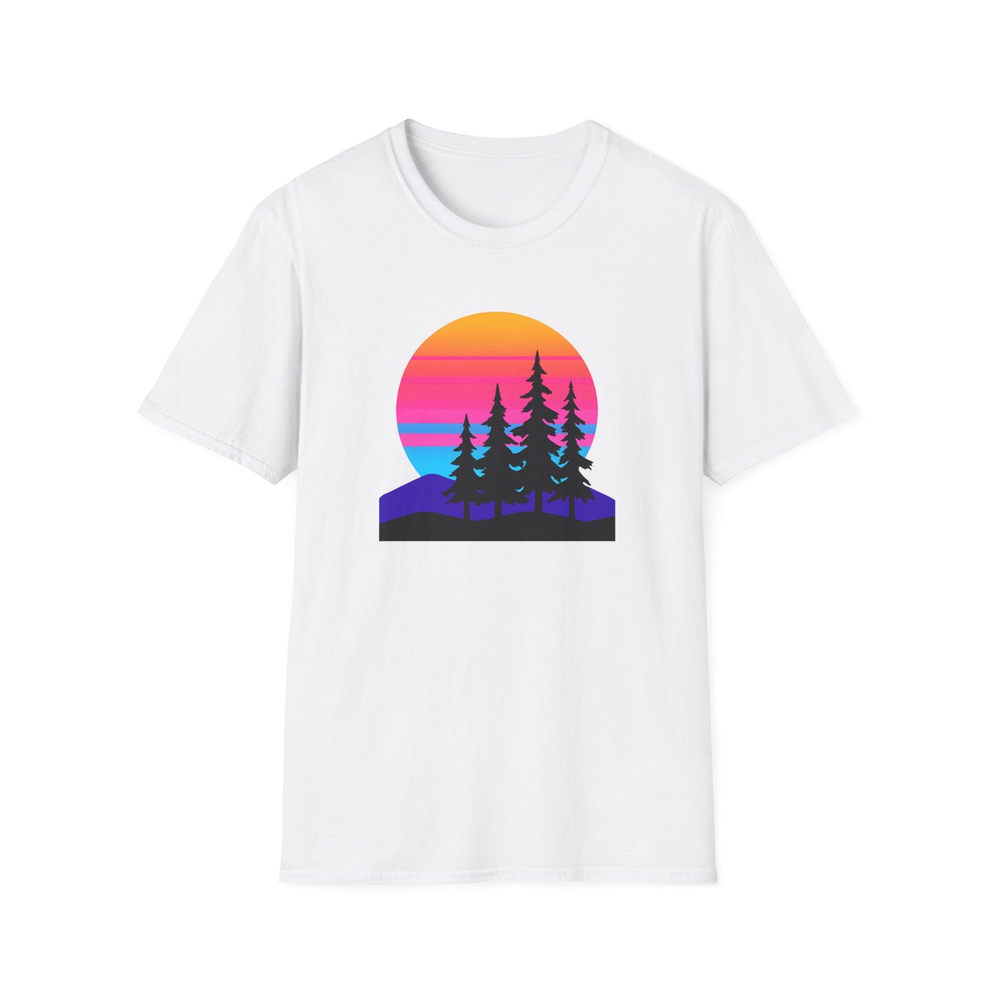 Sunset Pines T-Shirt — Retro Mountain Sunset Graphic Tee
