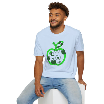 Green Apple Graphic T-Shirt — Retro Apple Pattern Tee