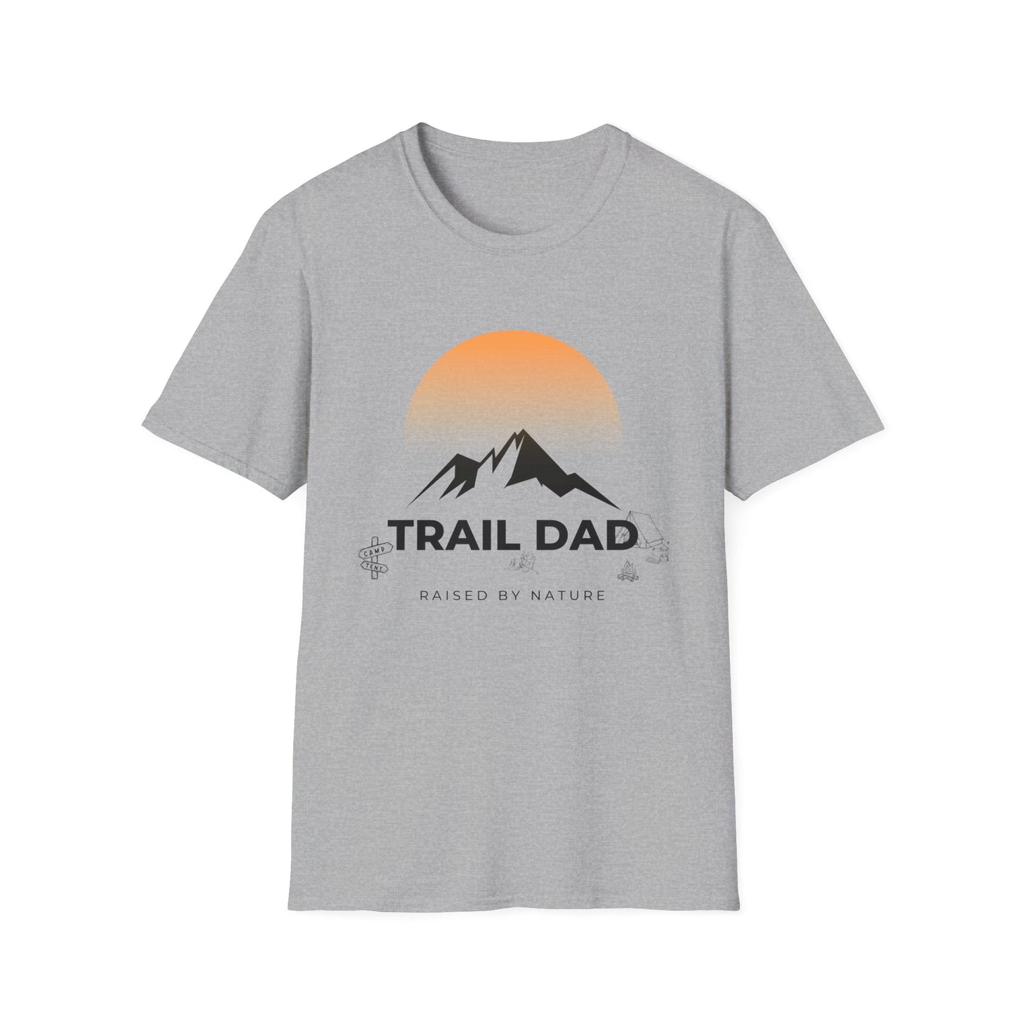 Trail Dad T-Shirt — Mountain Sunrise Hiking Tee for Outdoor Dads