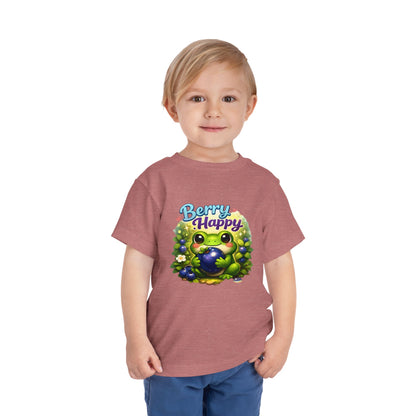 Berry Happy Frog Toddler Tee — Cute Blueberry Frog Kids T-Shirt