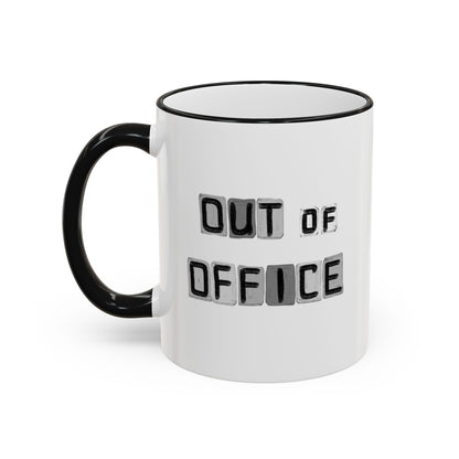 Adventure Coffee Mug — 'Get Out of Office' Forest Accent Rim & Handle Mug (11oz)