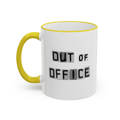 Adventure Coffee Mug — 'Get Out of Office' Forest Accent Rim & Handle Mug (11oz)