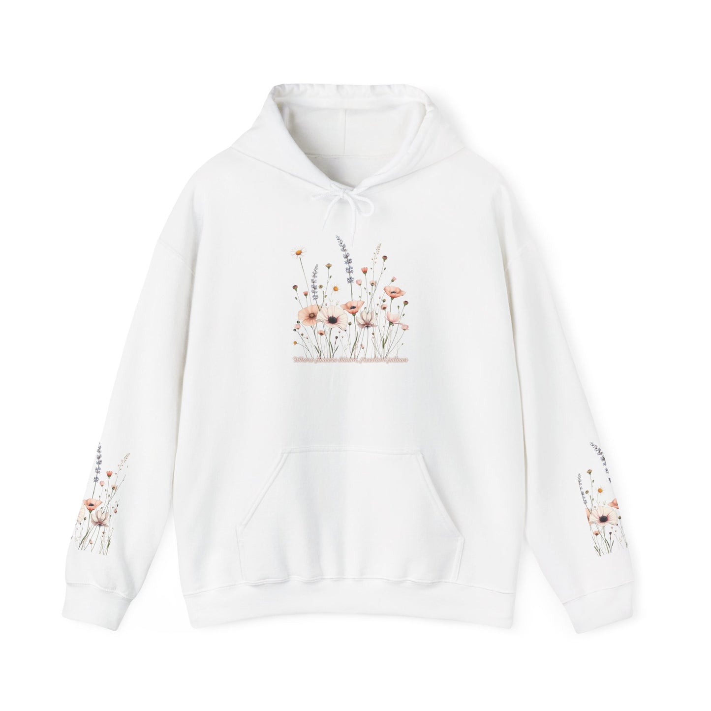 Floral Meadow Hoodie — Soft Pastel Wildflower Garden Pullover