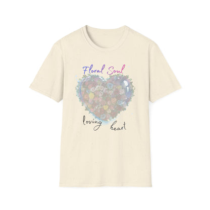 Floral Soul Loving Heart T-Shirt — Watercolor Heart Floral Tee for Women & Moms