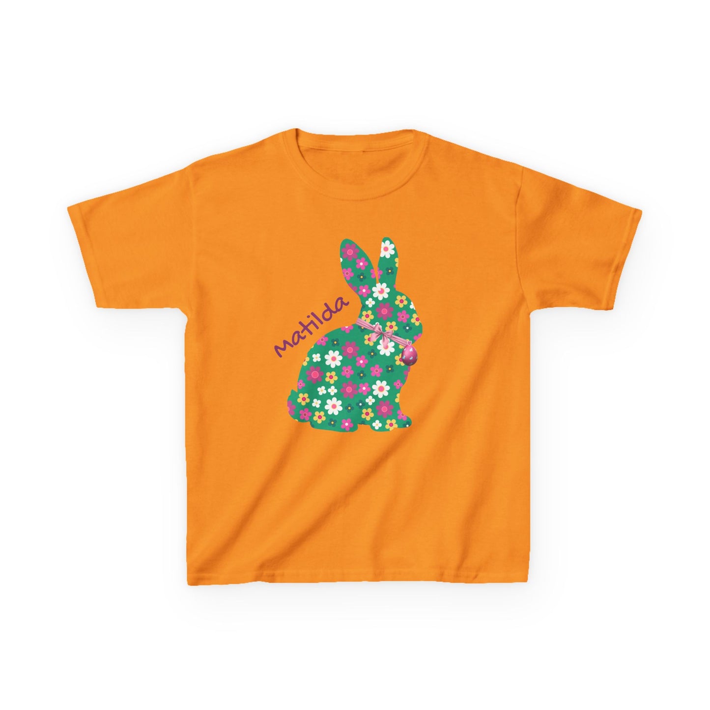 Kids Floral Bunny T‑Shirt — Personalized ‘Matilda’ Easter Shirt