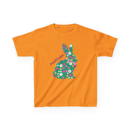 Kids Floral Bunny T‑Shirt — Personalized ‘Matilda’ Easter Shirt