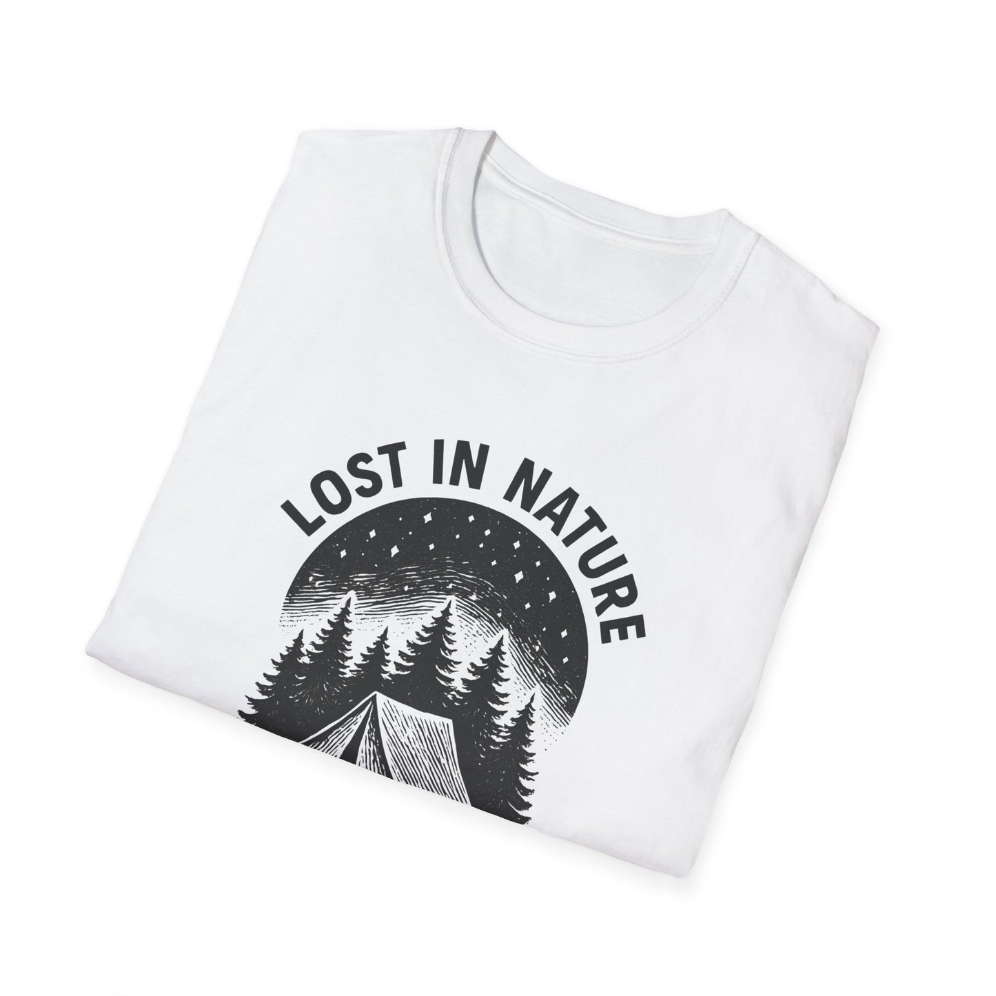 Lost in Nature Camping T-Shirt — Vintage Tent & Pine Trees Outdoor Shirt