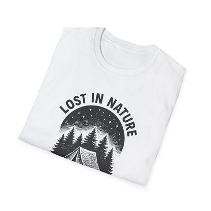 Lost in Nature Camping T-Shirt — Vintage Tent & Pine Trees Outdoor Shirt