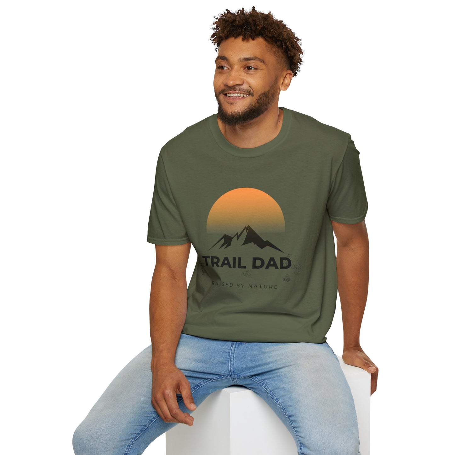 Trail Dad T-Shirt — Mountain Sunrise Hiking Tee for Outdoor Dads