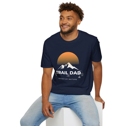 Trail Dad T-Shirt — Mountain Sunrise Hiking Tee for Outdoor Dads