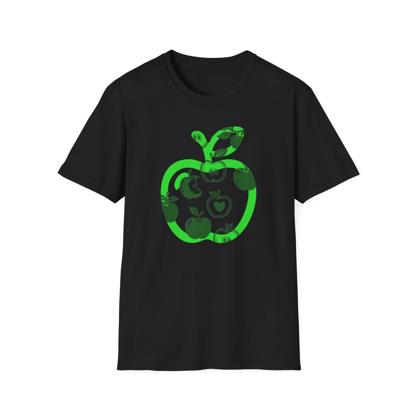 Green Apple Graphic T-Shirt — Retro Apple Pattern Tee