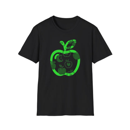 Green Apple Graphic T-Shirt — Retro Apple Pattern Tee