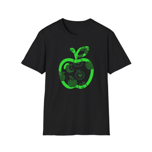 Green Apple Graphic T-Shirt — Retro Apple Pattern Tee