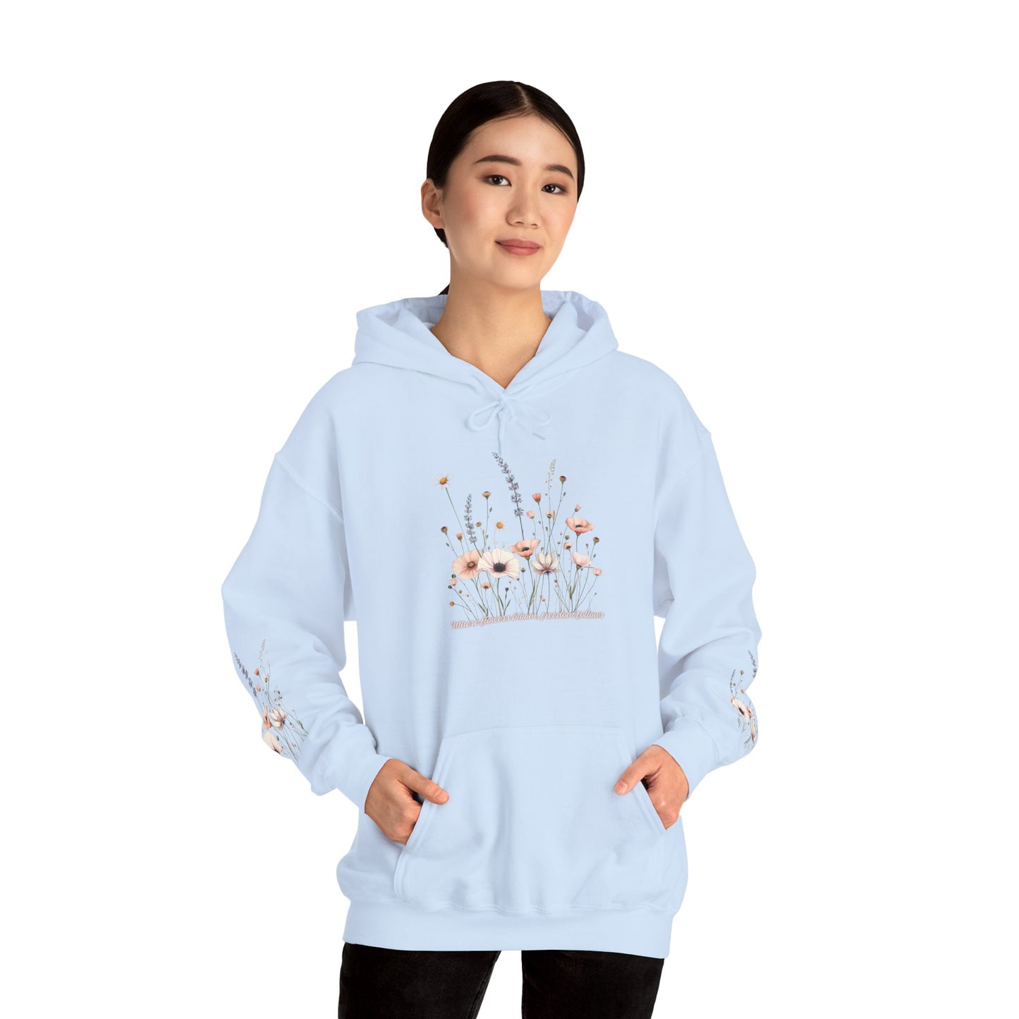 Floral Meadow Hoodie — Soft Pastel Wildflower Garden Pullover
