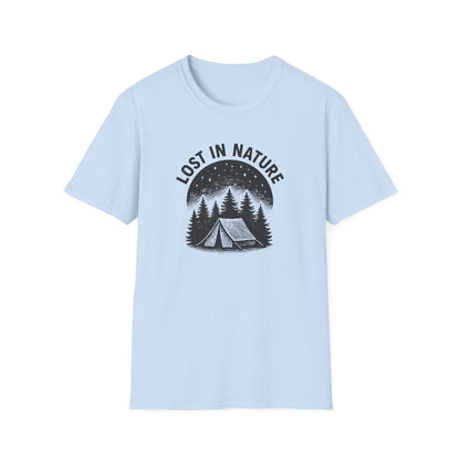 Lost in Nature Camping T-Shirt — Vintage Tent & Pine Trees Outdoor Shirt