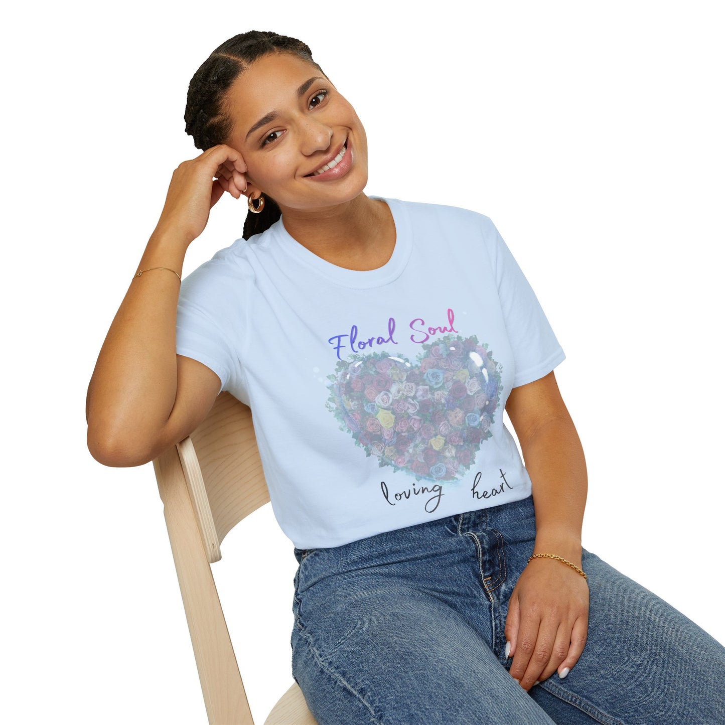 Floral Soul Loving Heart T-Shirt — Watercolor Heart Floral Tee for Women & Moms