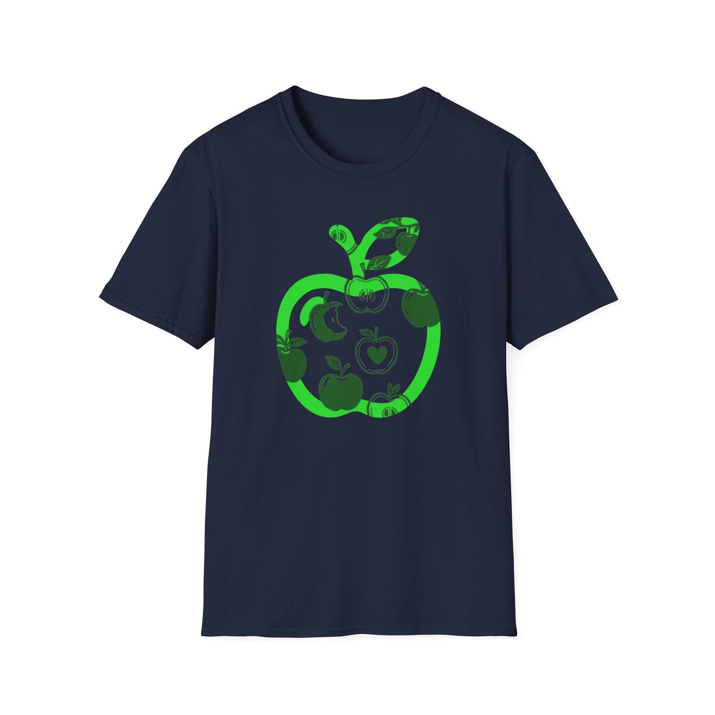 Green Apple Graphic T-Shirt — Retro Apple Pattern Tee