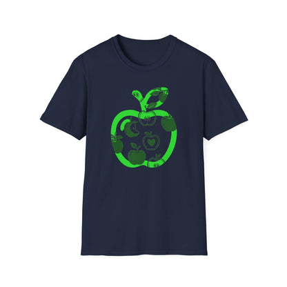 Green Apple Graphic T-Shirt — Retro Apple Pattern Tee