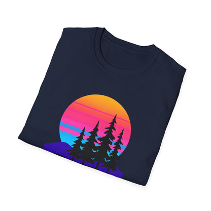 Sunset Pines T-Shirt — Retro Mountain Sunset Graphic Tee