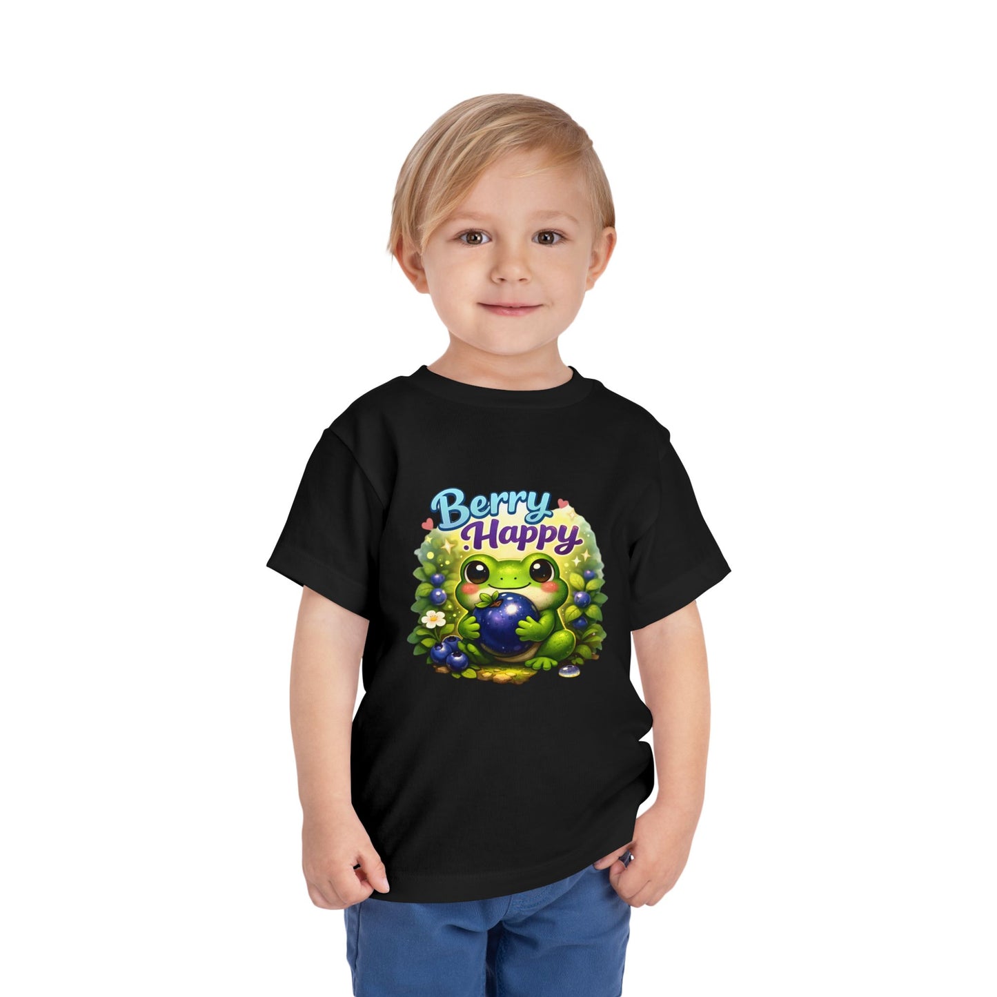 Berry Happy Frog Toddler Tee — Cute Blueberry Frog Kids T-Shirt