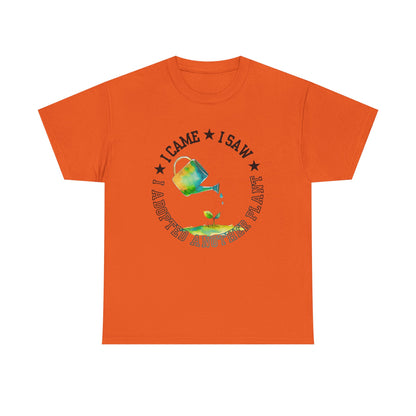 Gardening Tee — "I Came, I Saw, I Adopted another plant" Watercolor Kettle Plant Shirt