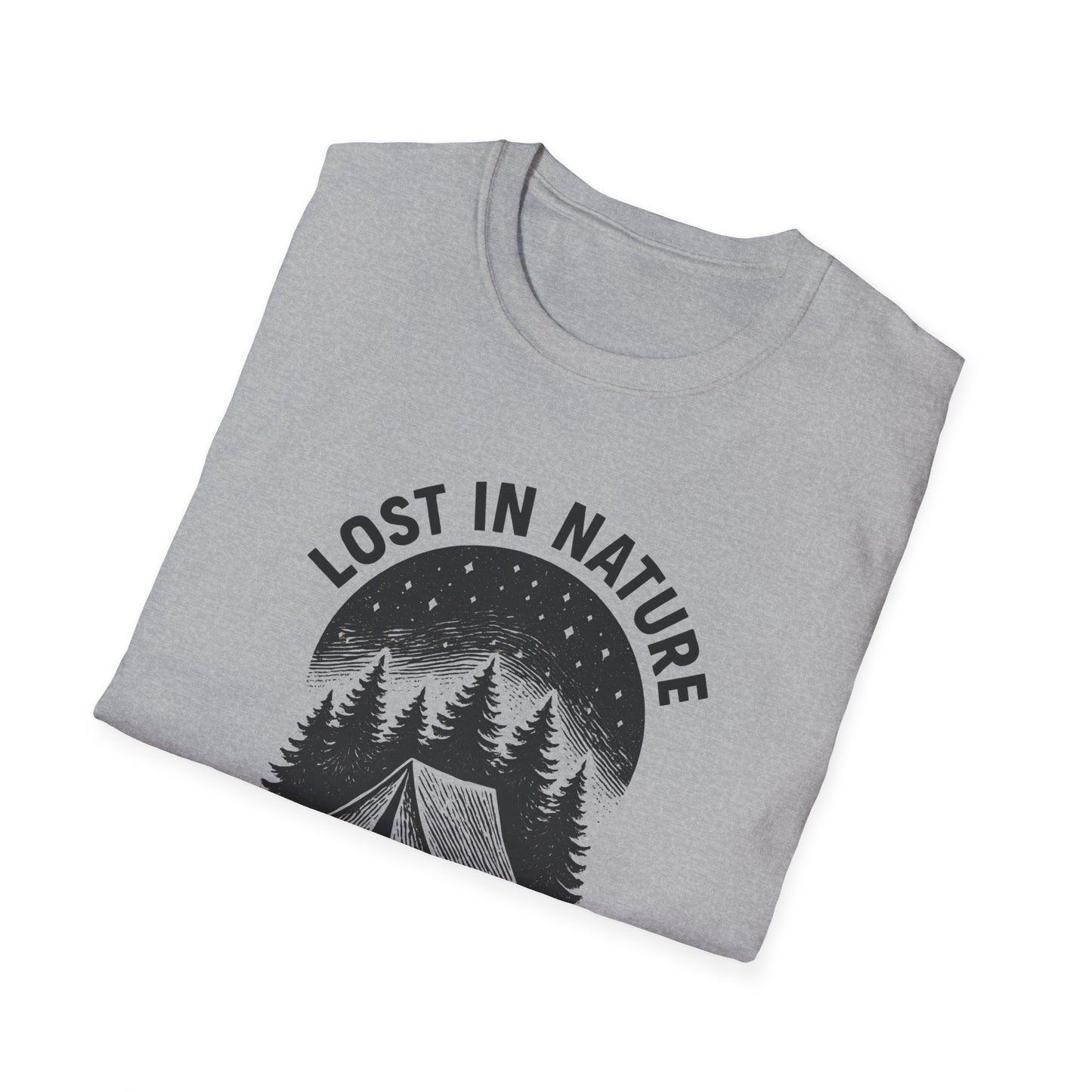 Lost in Nature Camping T-Shirt — Vintage Tent & Pine Trees Outdoor Shirt