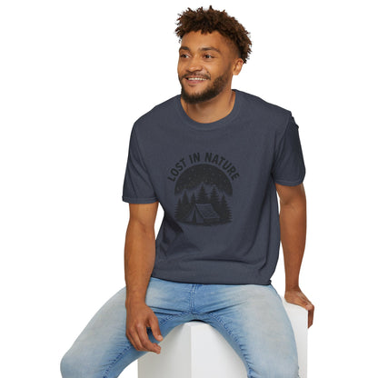 Lost in Nature Camping T-Shirt — Vintage Tent & Pine Trees Outdoor Shirt