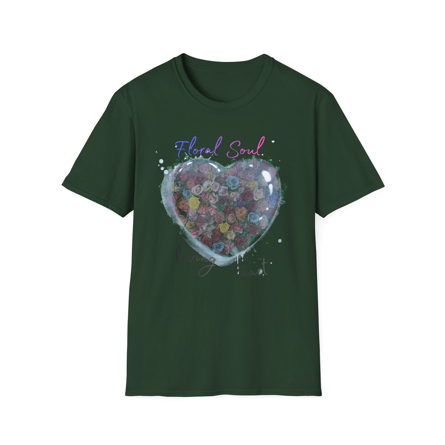 Floral Soul Loving Heart T-Shirt — Watercolor Heart Floral Tee for Women & Moms