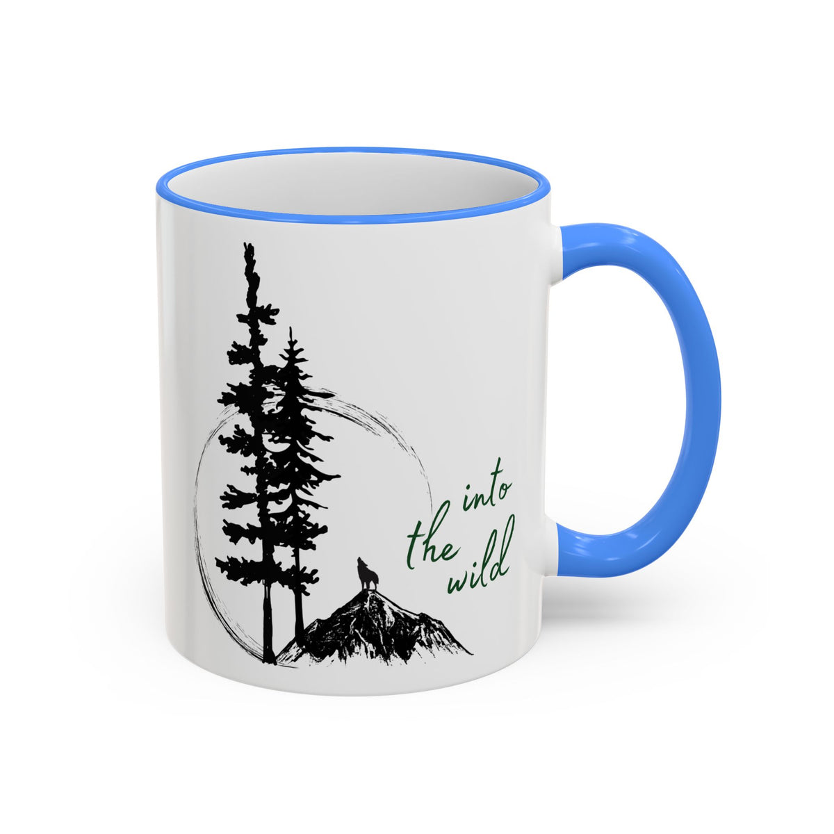 Adventure Coffee Mug — 'Get Out of Office' Forest Accent Rim & Handle Mug (11oz)