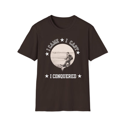 Fishing T-Shirt — "I Came, I Cast, I Conquered" Vintage Angler Tee